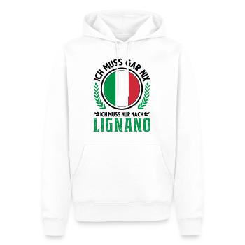 Lignano Italien Urlaub Reise Geschenk - Männer Premium Bio Hoodie - Weiß - Vorne - Nico (187cm)