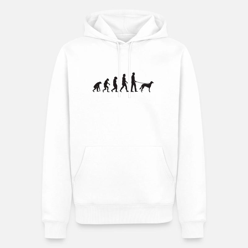 Saluki Evolution Persischer Windhund Geschenk - Männer Premium Bio Hoodie - Weiß