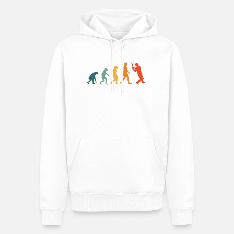 Cricket Evolution Retro Cricketer - Men’s Premium Organic Hoodie - white