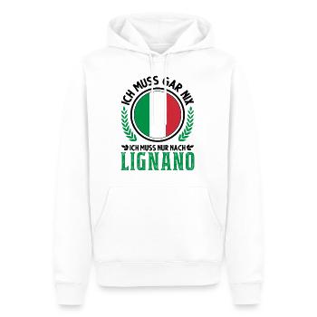Lignano Italien Urlaub Reise Geschenk - Männer Premium Bio Hoodie - Weiß - Vorne - Nico (187cm)