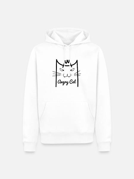 Angry Cat Shirt - Men’s Premium Organic Hoodie - white