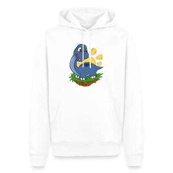 Dinosaure Doux Dino Titanosaure - Idée cadeau - Sweat à capuche Premium bio Homme - blanc - Devant - Nico (187cm)