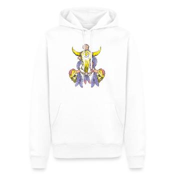 Tee-shirt masque indien plumes chaman crâne animal - Sweat à capuche Premium bio Homme - blanc - Devant - Nico (187cm)
