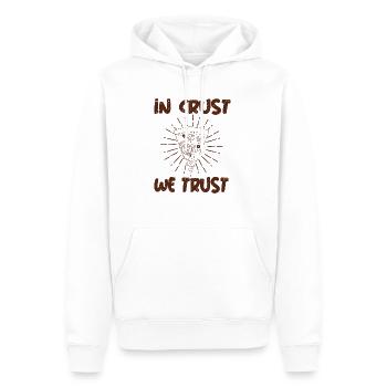 IN CRUST WE TRUST - Männer Premium Bio Hoodie - Weiß - Vorne - Nico (187cm)