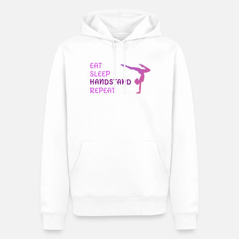 Eat Sleep Handstand Répéter - Sweat à capuche Premium bio Homme - blanc