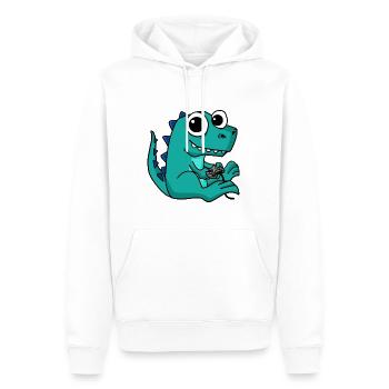 Gaming Dinosaurier Süßer Zocker Nerd Tier Lieb - Männer Premium Bio Hoodie - Weiß - Vorne - Nico (187cm)