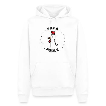 Papa Poule - Tshirt Cadeau fête des pères - Sweat à capuche Premium bio Homme - blanc - Devant - Nico (187cm)