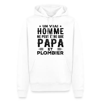 Ein echter Mann ist nur ein Vater und ein Feuerwehrmann - Männer Premium Bio Hoodie - Weiß - Vorne - Nico (187cm)