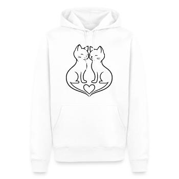 Cat Couple Love Line Art | Elegant Romantic Design - Männer Premium Bio Hoodie - Weiß - Vorne - Nico (187cm)