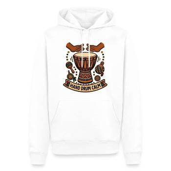 HAND DRUM CALM - Männer Premium Bio Hoodie - Weiß - Vorne - Nico (187cm)