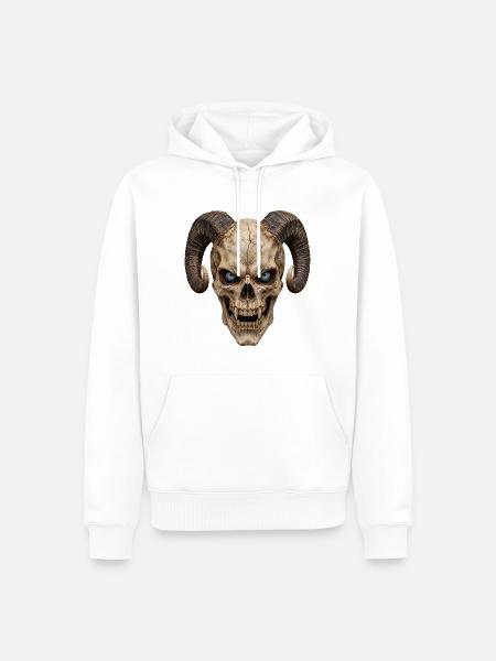 Totenkopf Halloween - Männer Premium Bio Hoodie - Weiß