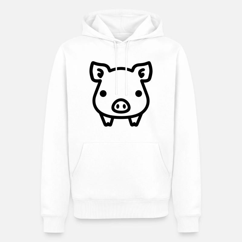cochon - Sweat à capuche Premium bio Homme - blanc