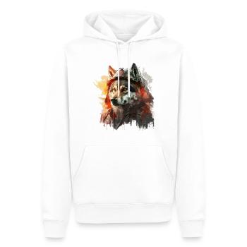 Feuerwehr - Wolf - Männer Premium Bio Hoodie - Weiß - Vorne - Nico (187cm)