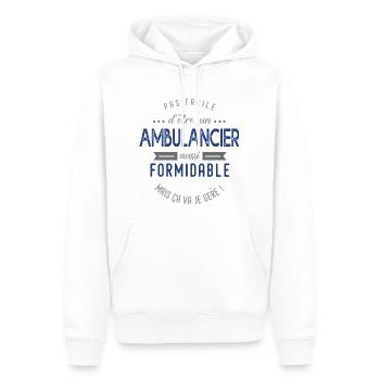 ambulancier Cadeau papa ambulancier formidable - Sweat à capuche Premium bio Homme - blanc - Devant - Nico (187cm)