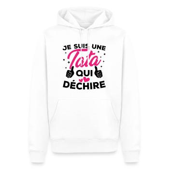 Je suis une tata qui déchire - Sweat à capuche Premium bio Homme - blanc - Devant - Nico (187cm)
