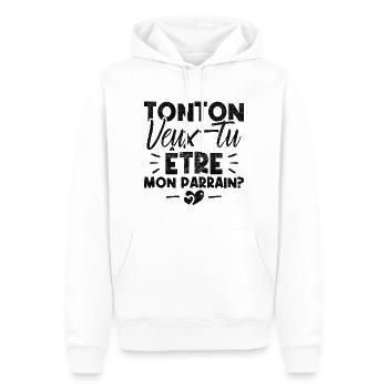 Tonton Veux tu être Mon Parrain? - Sweat à capuche Premium bio Homme - blanc - Devant - Nico (187cm)