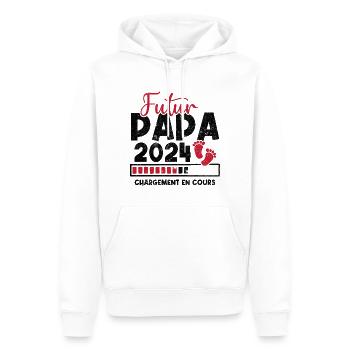 Futur papa 2024 chargement en cours - Sweat à capuche Premium bio Homme - blanc - Devant - Nico (187cm)