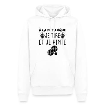 A la pétanque je tire et je pinte - Sweat à capuche Premium bio Homme - blanc - Devant - Nico (187cm)
