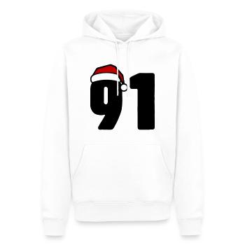 91 Numéro Noël - Sweat à capuche Premium bio Homme - blanc - Devant - Nico (187cm)