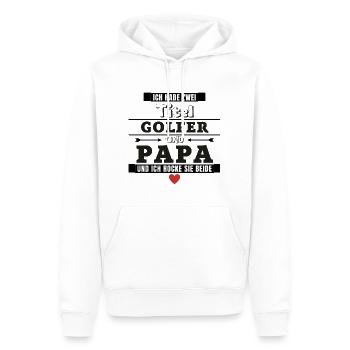 Ich habe zwei Titel Golfer und Papa - Männer Premium Bio Hoodie - Weiß - Vorne - Nico (187cm)