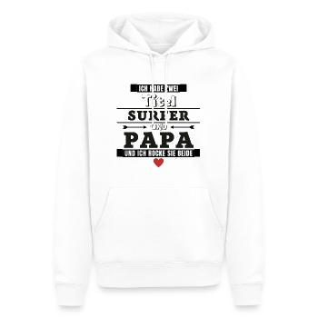 Ich habe zwei Titel Surfer und Papa - Männer Premium Bio Hoodie - Weiß - Vorne - Nico (187cm)