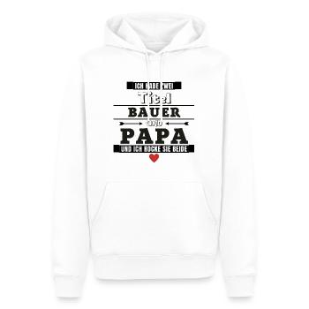Ich habe zwei Titel Bauer und Papa - Männer Premium Bio Hoodie - Weiß - Vorne - Nico (187cm)