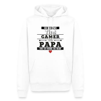 Ich habe zwei Titel Gamer und Papa - Männer Premium Bio Hoodie - Weiß - Vorne - Nico (187cm)