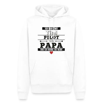 Ich habe zwei Titel Pilot und Papa - Männer Premium Bio Hoodie - Weiß - Vorne - Nico (187cm)