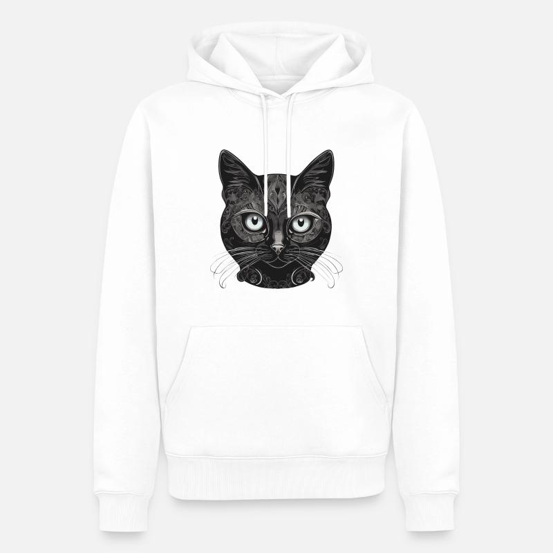 Chat noir Chat élégant - Sweat à capuche Premium bio Homme - blanc