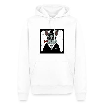 Drôle de chien français de bouledogue de style mafieux - Sweat à capuche Premium bio Homme - blanc - Devant - Nico (187cm)