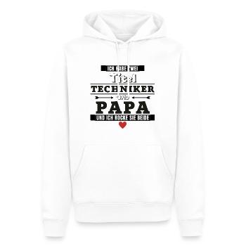 Ich habe zwei Titel Techniker und Papa - Männer Premium Bio Hoodie - Weiß - Vorne - Nico (187cm)
