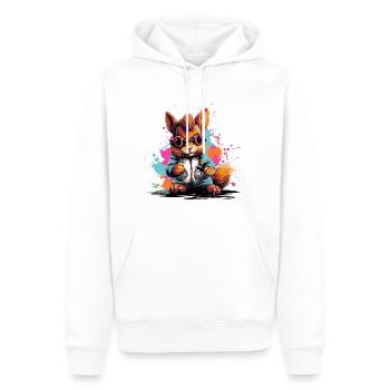 Pop Art Squirrel with Smartphone - Men’s Premium Organic Hoodie - white - Front - Nico (187cm)