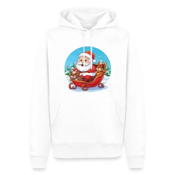 Cute Santa Claus on a sleigh - Men’s Premium Organic Hoodie - white - Front - Nico (187cm)