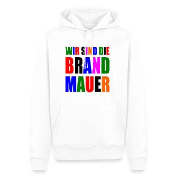 wir sind die brandmauer - Männer Premium Bio Hoodie - Weiß - Vorne - Nico (187cm)