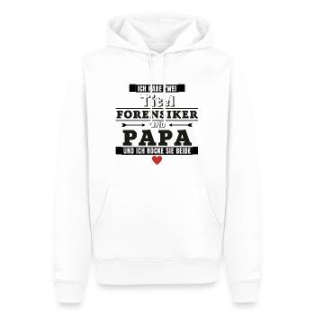 Ich habe zwei Titel Forensiker und Papa - Männer Premium Bio Hoodie - Weiß - Vorne - Nico (187cm)