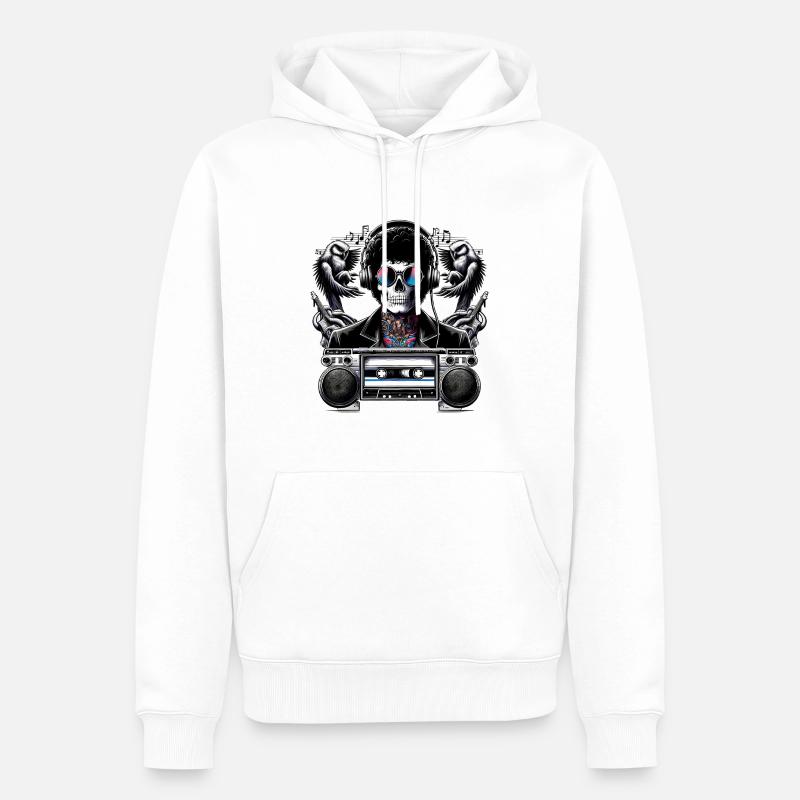 Retro-Rhythmus - Männer Premium Bio Hoodie - Weiß
