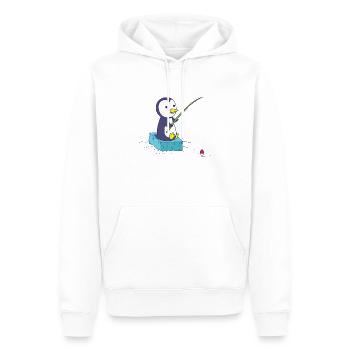 Pingouin pêche - Sweat à capuche Premium bio Homme - blanc - Devant - Nico (187cm)