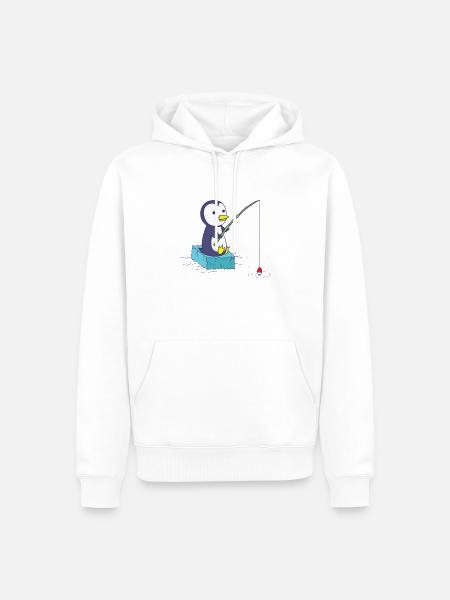 Penguin is fishing - Men’s Premium Organic Hoodie - white