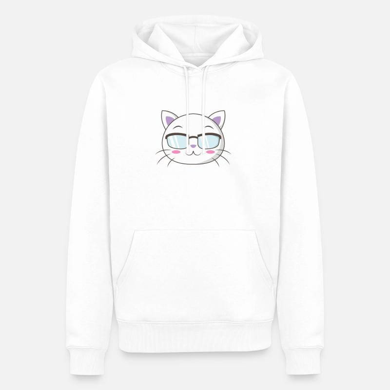 Nerd Katze mit Streberbrille - Männer Premium Bio Hoodie - Weiß