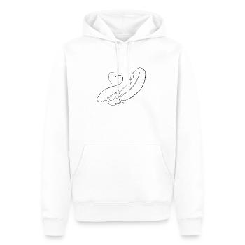 One Line Art Feder mit Herz - Männer Premium Bio Hoodie - Weiß - Vorne - Nico (187cm)