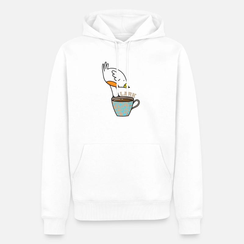Lerche Schlaftyp Frühaufsteher Vogel mit Kaffee - Männer Premium Bio Hoodie - Weiß