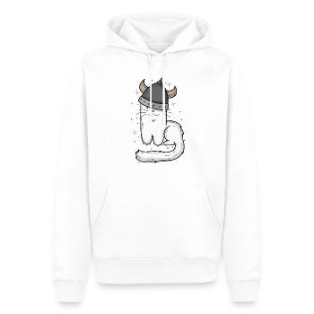 Katze mit Wikinger Helm und Krallen - Männer Premium Bio Hoodie - Weiß - Vorne - Nico (187cm)