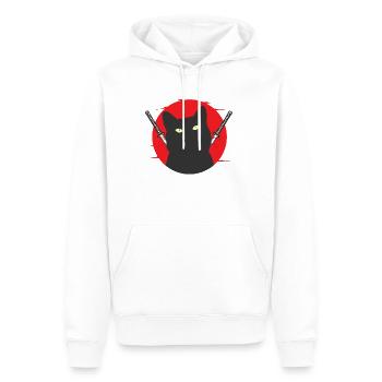 Black Samurai Cat with Swords Pair - Men’s Premium Organic Hoodie - white - Front - Nico (187cm)