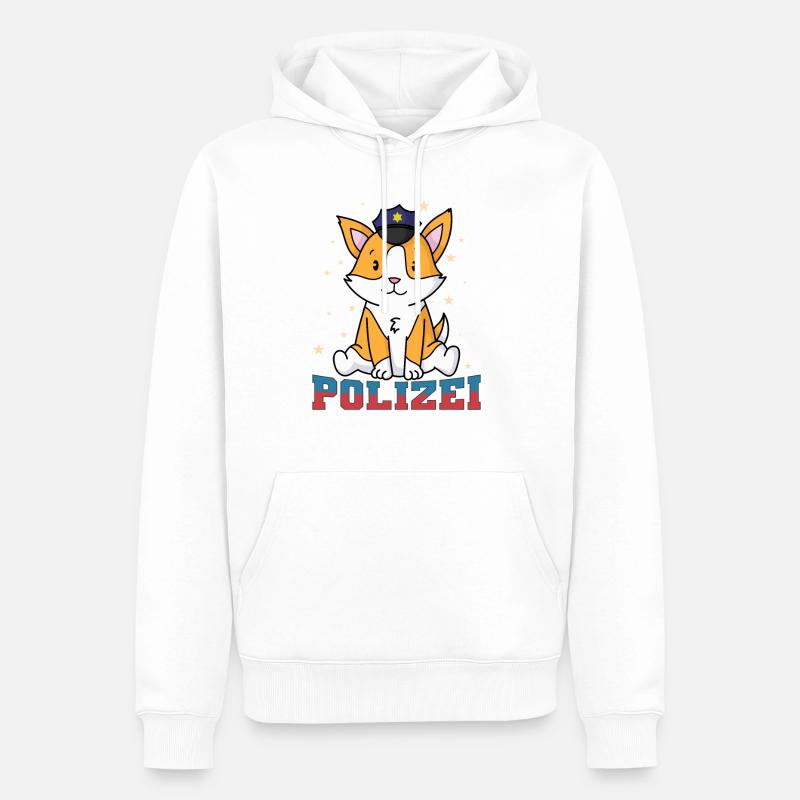 Polizei Fuchs mit Polizeimütze - Männer Premium Bio Hoodie - Weiß