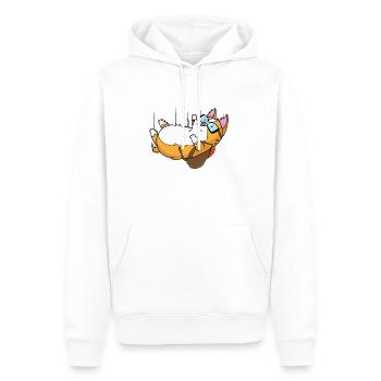 Chat en parachute - Sweat à capuche Premium bio Homme - blanc - Devant - Nico (187cm)