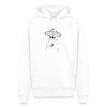 Alien Alien UFO Kidnaps Human - Men’s Premium Organic Hoodie - white - Front - Nico (187cm)