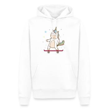 Fantasie Pferd Einhorn auf dem Skateboard - Männer Premium Bio Hoodie - Weiß - Vorne - Nico (187cm)
