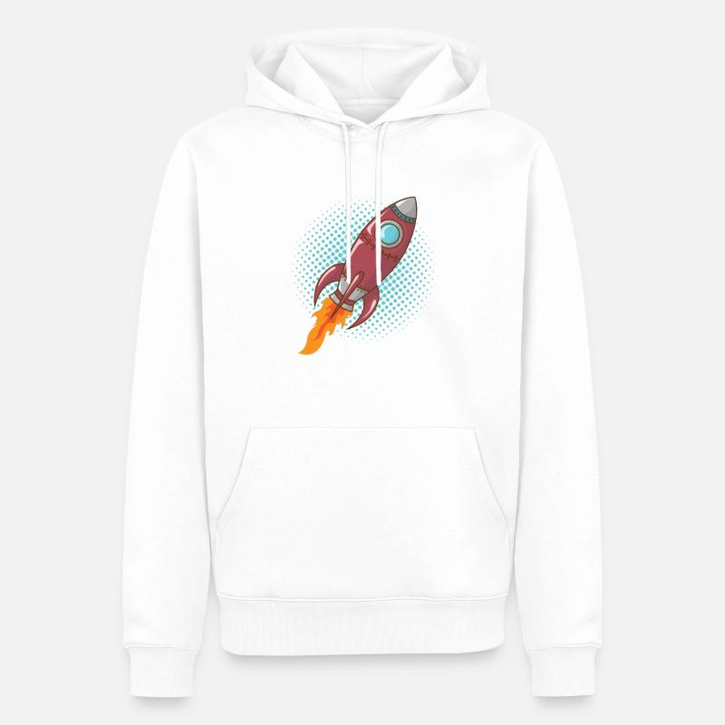Comic Rocket Spaceship Spacecraft Missile - Sweat à capuche Premium bio Homme - blanc