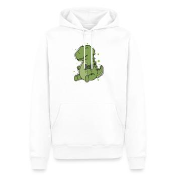 T-Rex Dino mit Hanteln macht Fitness - Männer Premium Bio Hoodie - Weiß - Vorne - Nico (187cm)