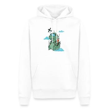 Dino beim Fallschirmsprung Dinosaurier - Männer Premium Bio Hoodie - Weiß - Vorne - Nico (187cm)